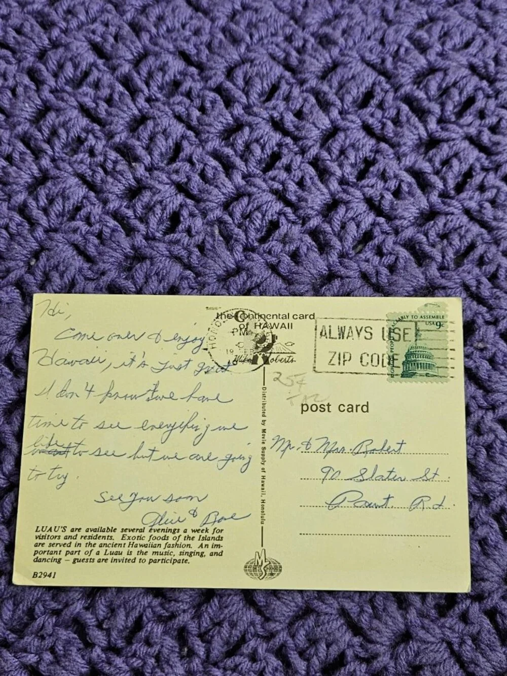 Luau Hawaiian Feast Postcard